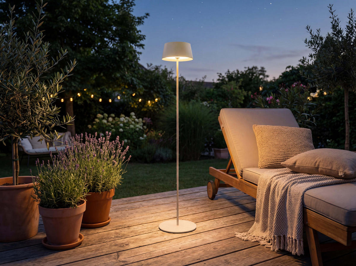 LED-STEHLEUCHTE Solar Outdoor bis zu 120cm Metall beige - Beige, Metall (23/23/120cm) - Northpoint