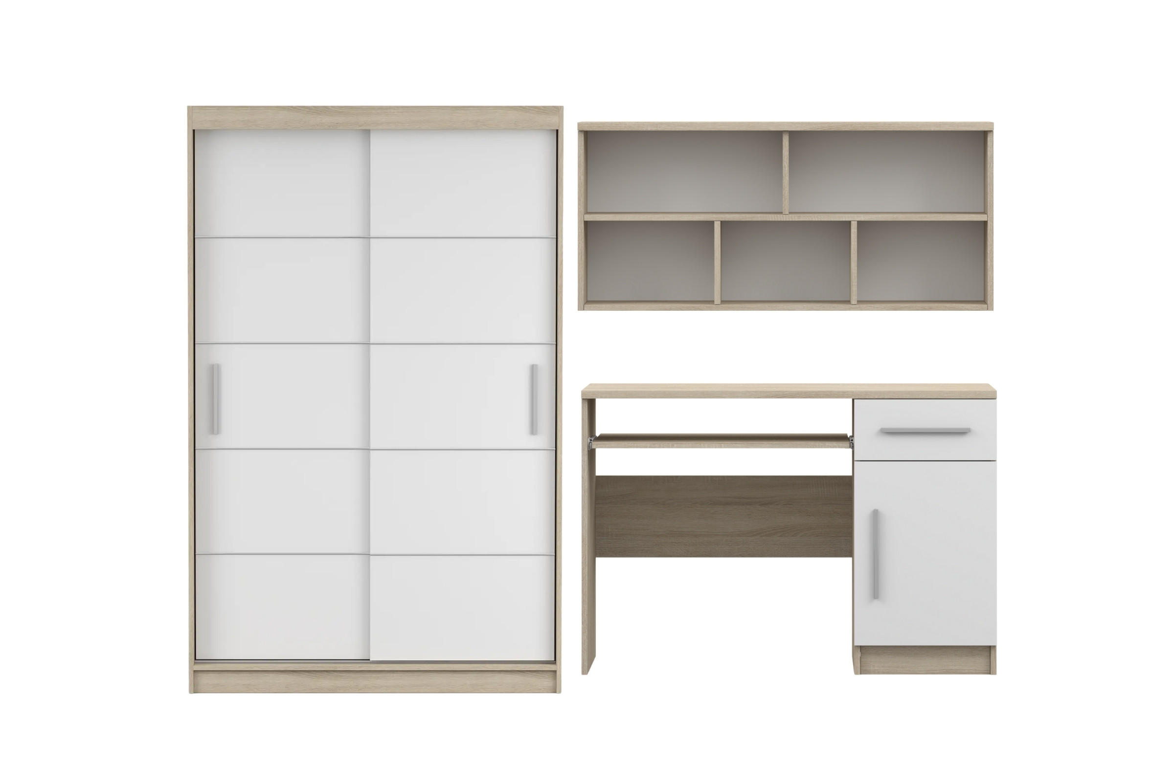 JUGENDZIMMER-SET TILL 06 3-teilig in Eiche Sonoma / Weiß matt - Eichefarben/Weiß, Holzwerkstoff (330/200/61cm) - Deine Möbel 24