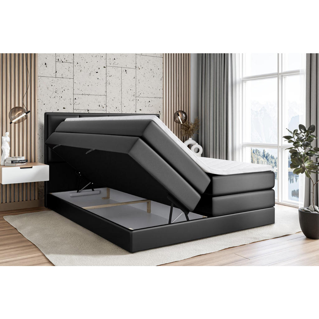 Thumbnail - Altdecor Boxspringbett, Weiß Hochglanz, Holzwerkstoff, Höhe ca. 37 cm, 160x200 cm, Schlafzimmer, Betten, Boxspringbetten