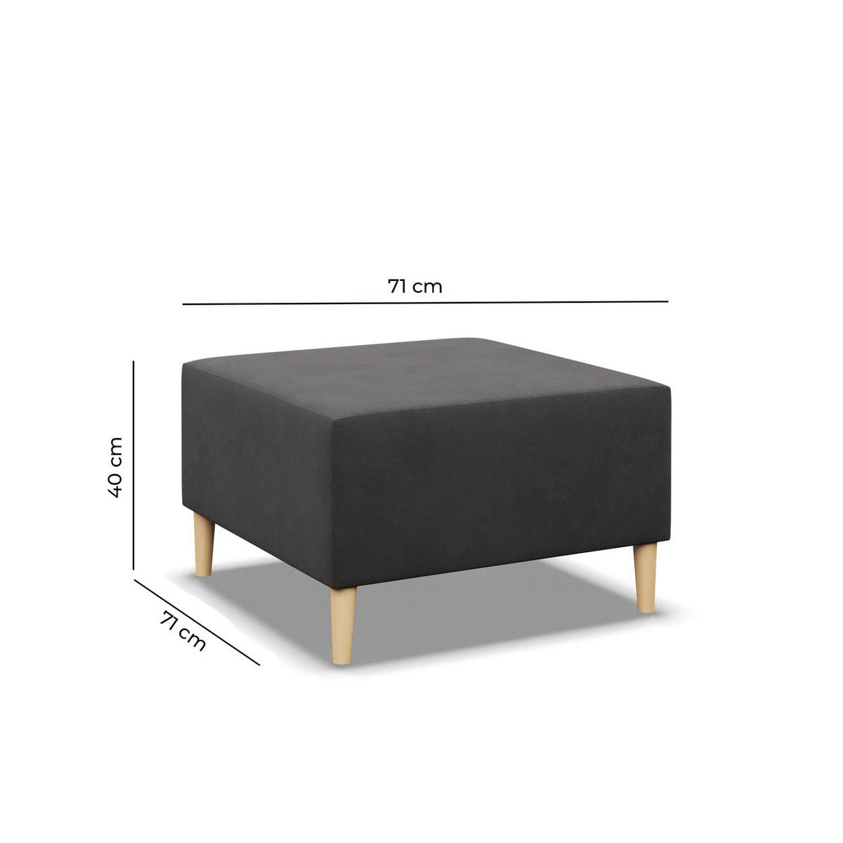 SITZPOUF 70 X 70 BLANK, Gelb - Gelb, Textil (71/40/71cm)