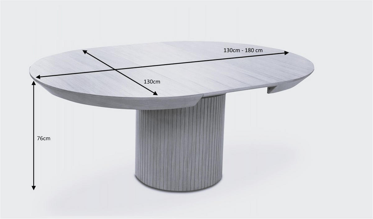 ESSTISCH DORIC Ausziehbar 130 - 180 / 130 x 76 cm - Eichefarben, Holz (130/130/76cm) - MASSENO
