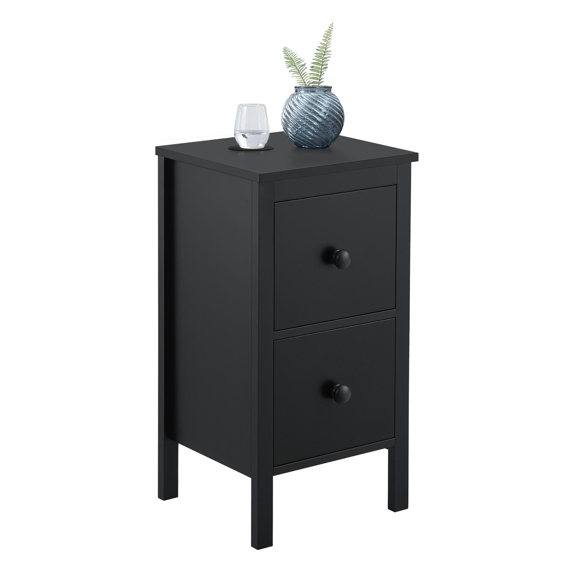 BEISTELLTISCH Urjala - Schwarz, Holzwerkstoff (25/27/52cm) - [en.casa]