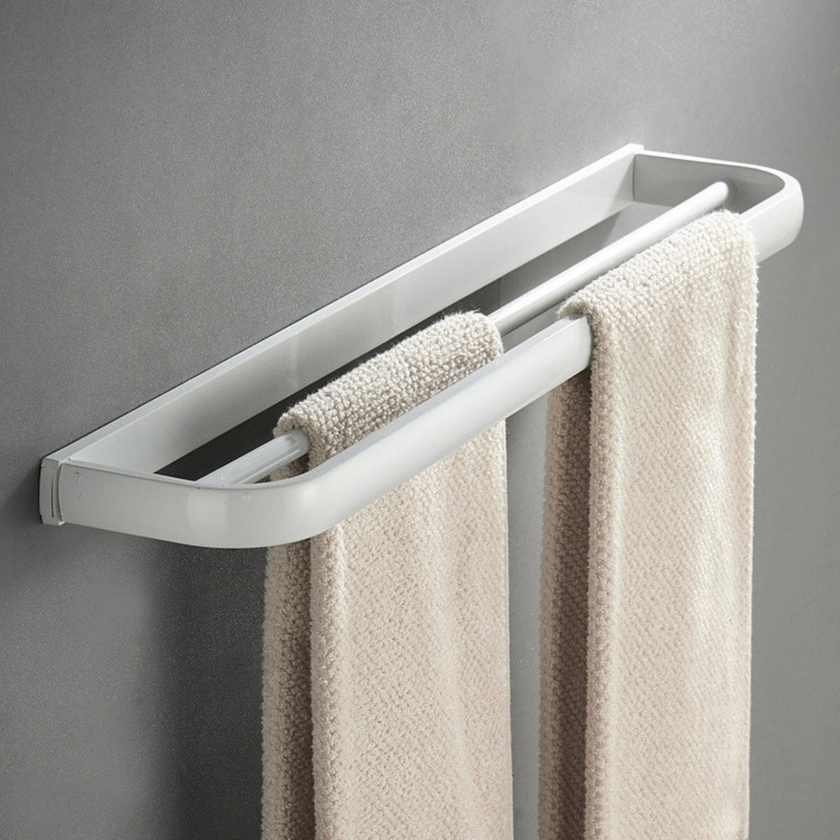 HANDTUCHHALTER – Weiße Doppelstange – 57 cm lang - Weiß, Metall (11/2.7/57cm)