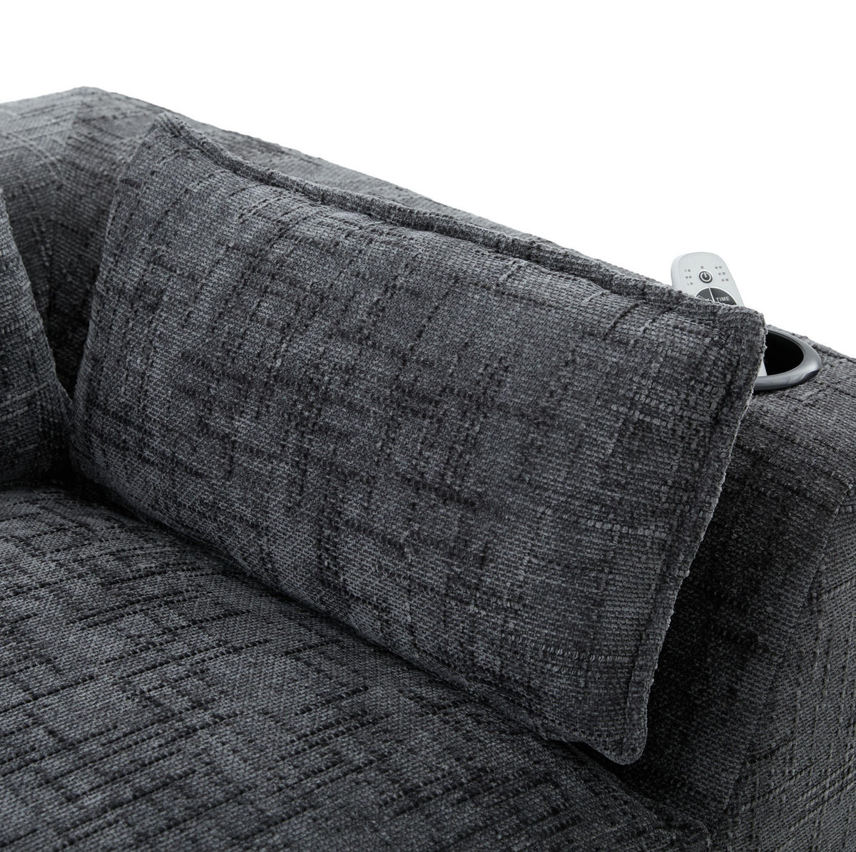 SOFA modulares 3-Sitzer mit Hocker 256 x 161 cm Chenille Dark Gray - Dunkelgrau, Holzwerkstoff (161/256cm) - Meubliv