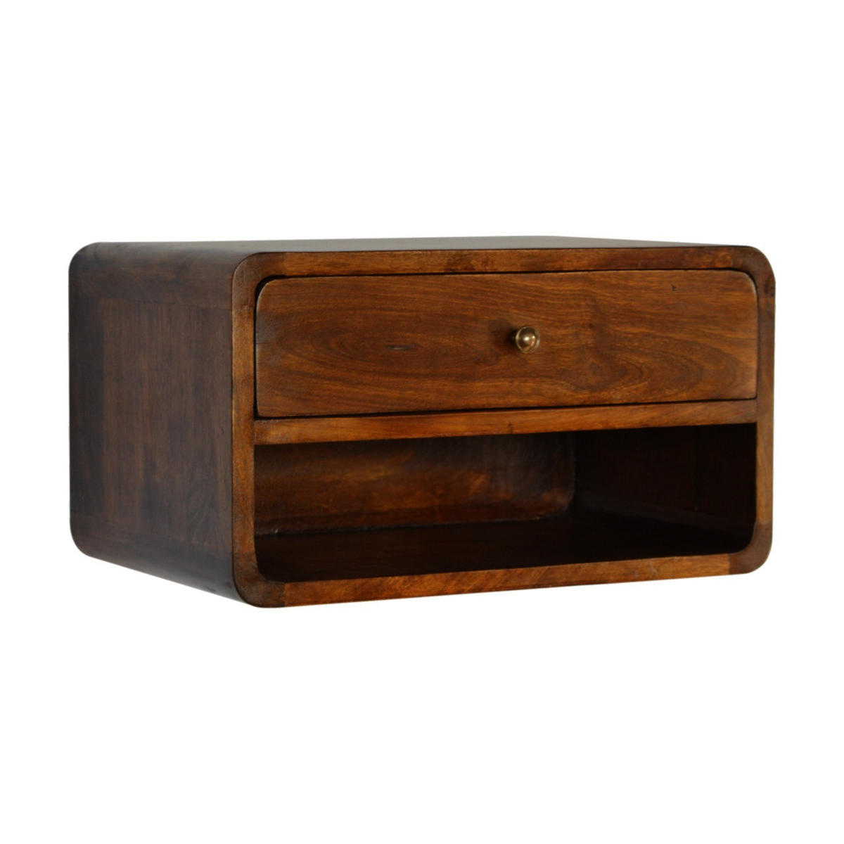 NACHTTISCH wandmontierbar mit Kastanienfinish - Messingfarben/Braun, Holz/Metall (45/25/32cm) - Artisan Furniture