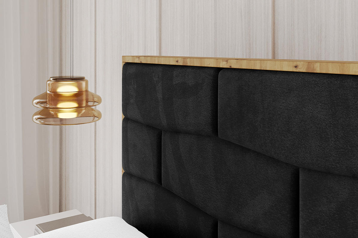 POLSTERBETT mit Bettkasten und Lattenrost, Bett mit Matratze H3/H4 - ENZO8 140x200 Schwarz - Schwarz, Holzwerkstoff/Textil (140/200cm) - ALTDECOR
