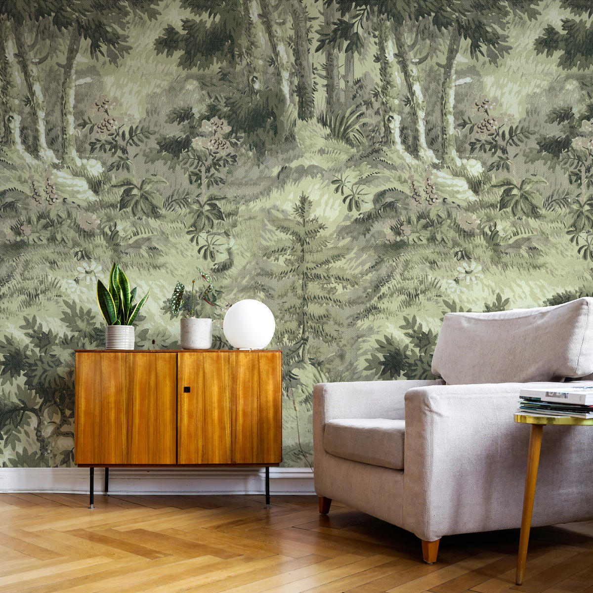 FOTOTAPETE Geheimer wald 280x300cm - Beige/Grün, Papier/Kunststoff (300/1cm) - Art for the Home