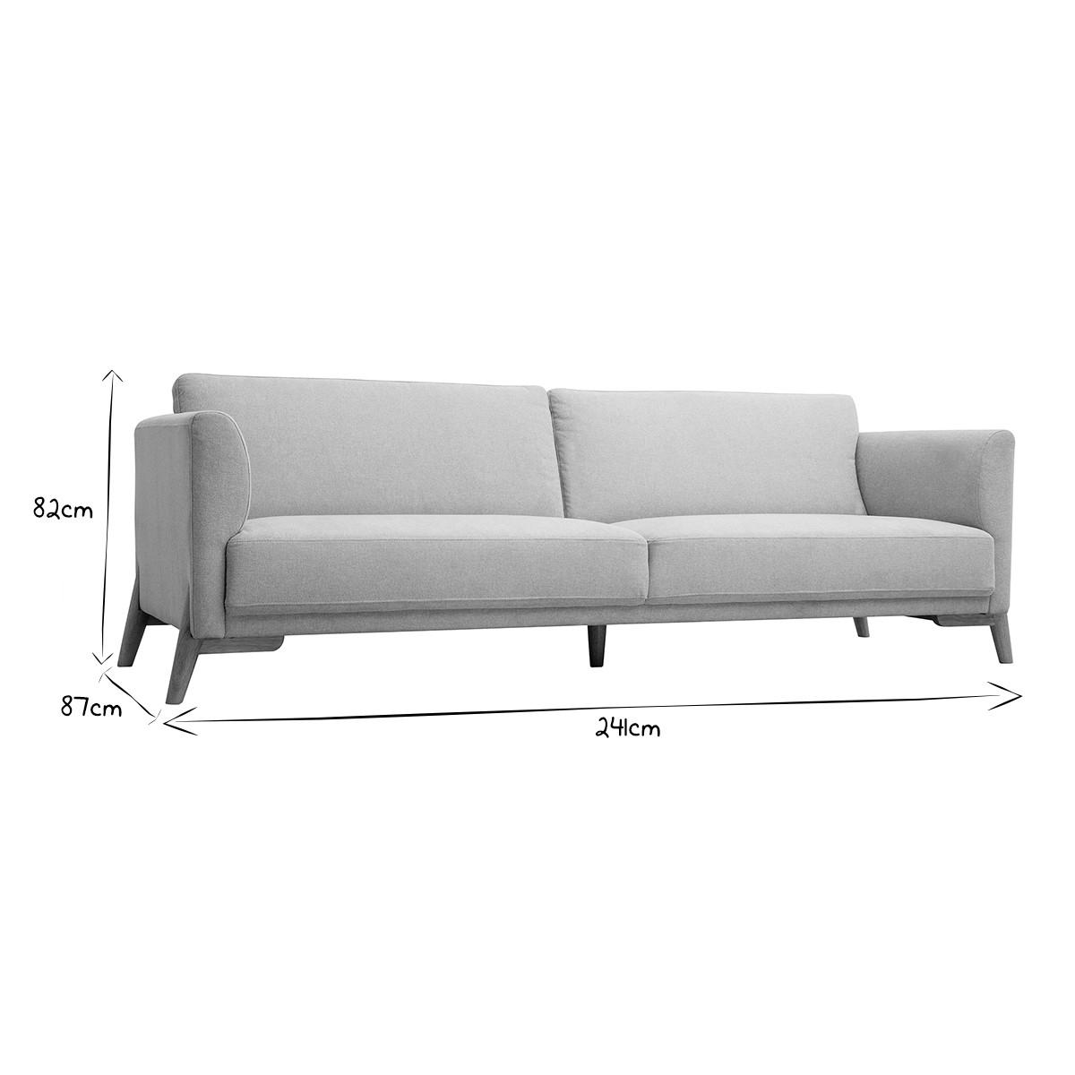 SOFA Beiger Stoff Samteffekt Helles Holz 4-Sitzer SINDRO - Beige, Textil (87/82/241cm) - Miliboo