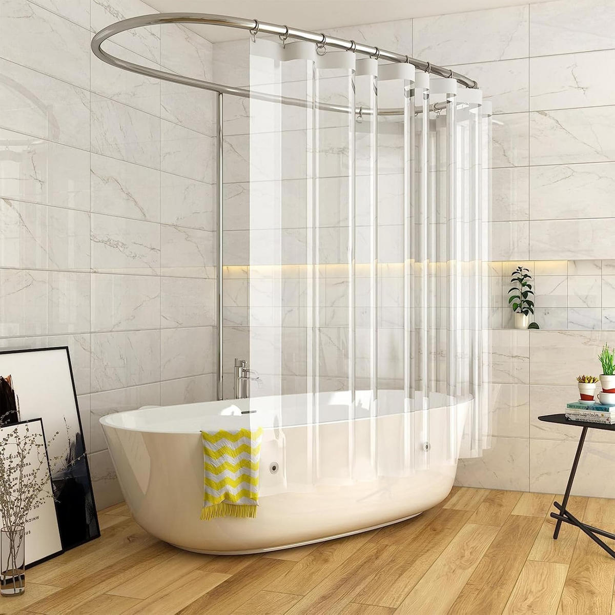 DUSCHVORHANG transparent mit Ringen wasserdicht schimmelresistent mit Magneten für Badezimmer - Transparent, Kunststoff (200/180cm) - MCBOSON