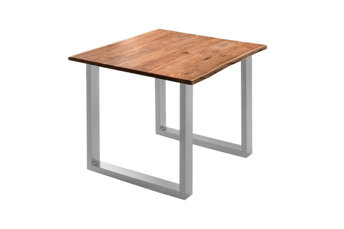 ESSTISCH MAX - Silberfarben/Braun, Holz/Metall (80/80/77cm) - SAM