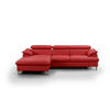 ECKSOFA mit Schlaffunktion und Bettkasten, verstellbare Kopfstützen - Chromfarben/Rot, Textil/Metall (254/167cm) - Cotta