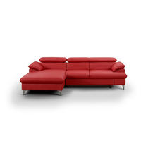 ECKSOFA mit Schlaffunktion und Bettkasten, verstellbare Kopfstützen - Chromfarben/Rot, Textil/Metall (254/167cm) - Cotta