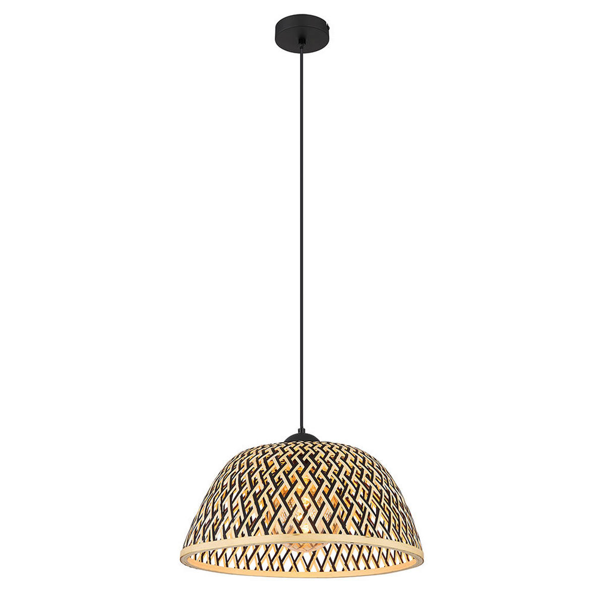 HÄNGELEUCHTE Metall Bambus Schirm Schwarz Matt - Schwarz, Holz (40/40/120cm) - Globo Lighting