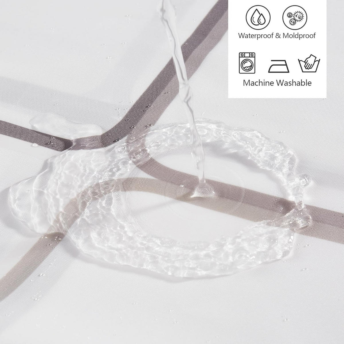 DUSCHVORHANG Weiß Karo Polyester wasserdicht maschinenwaschbar Badezimmer mit Haken - Weiß, Kunststoff (180/180cm) - MCBOSON