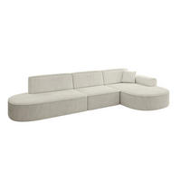 ECKSOFA Ottomane Rechts MARI-L2 - 317x163x73,5 cm Hellgrau Cord - Hellgrau/Schwarz, Holzwerkstoff/Kunststoff (317/163cm) - ALTDECOR