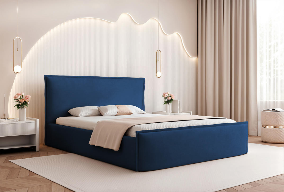 POLSTERBETT ALLBION 120x200 cm, Blau - Blau, Textil (200/120cm) - Fedve