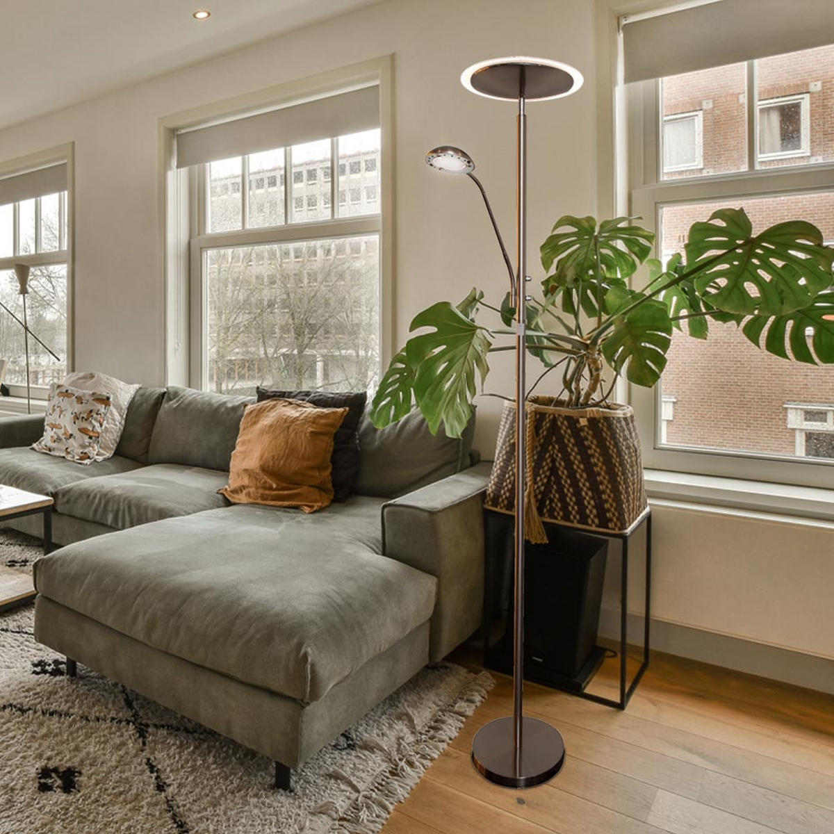 LED STEHLEUCHTE Metall Silber satiniert - Silberfarben, Glas (30/50/180cm)