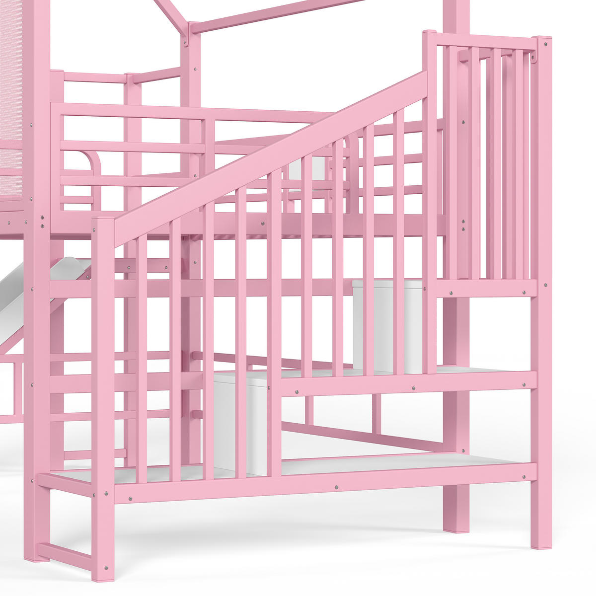 HOCHBETT 140/200 cm Hausform mit Rutsche und LED, DE-41963, in Rosa - Pink, Metall (140/200cm) - ComfortXL