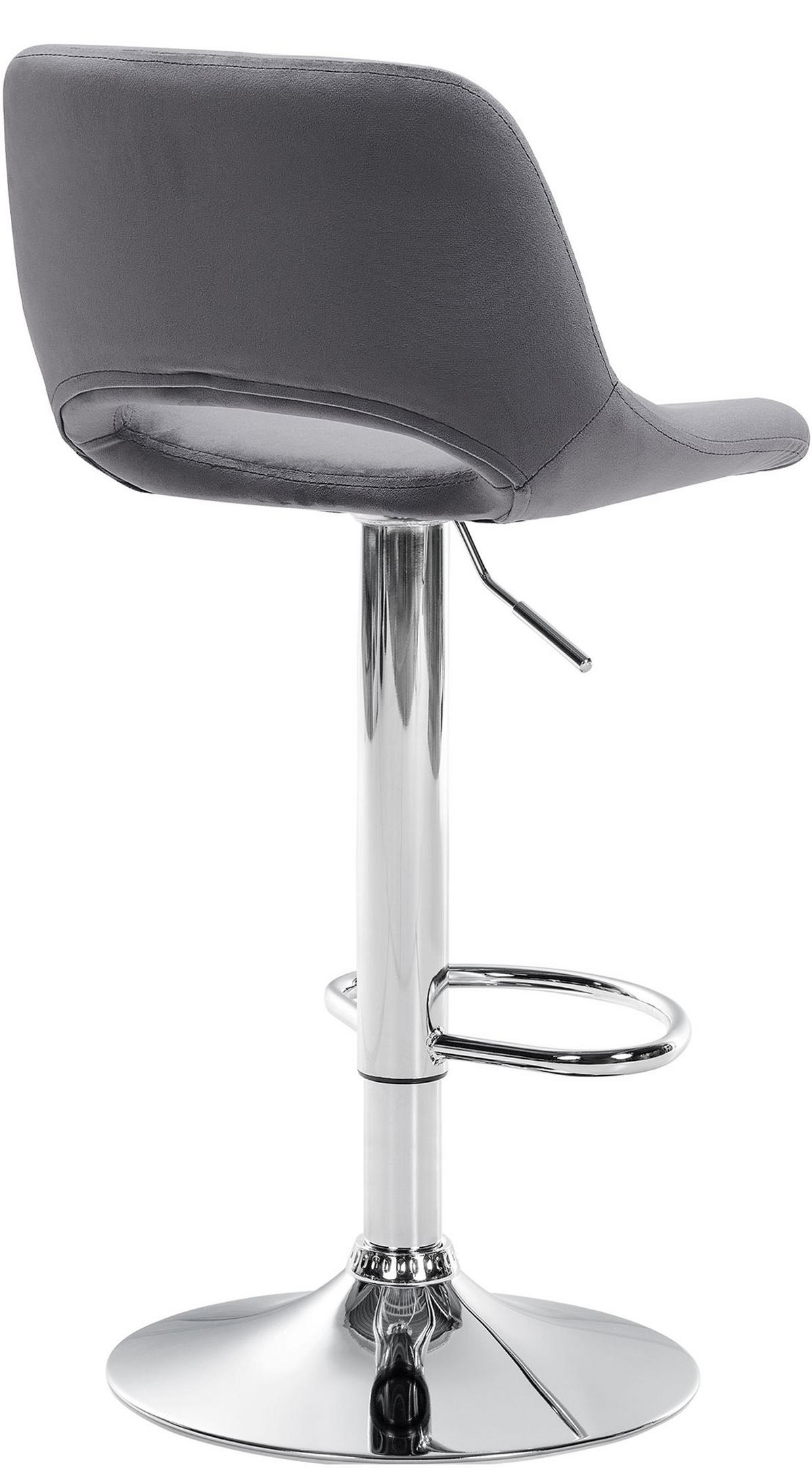 BARHOCKER Campus Samt chrom dunkelgrau - Chromfarben/Grau, Textil/Metall (42/107/46cm) - TPFLiving