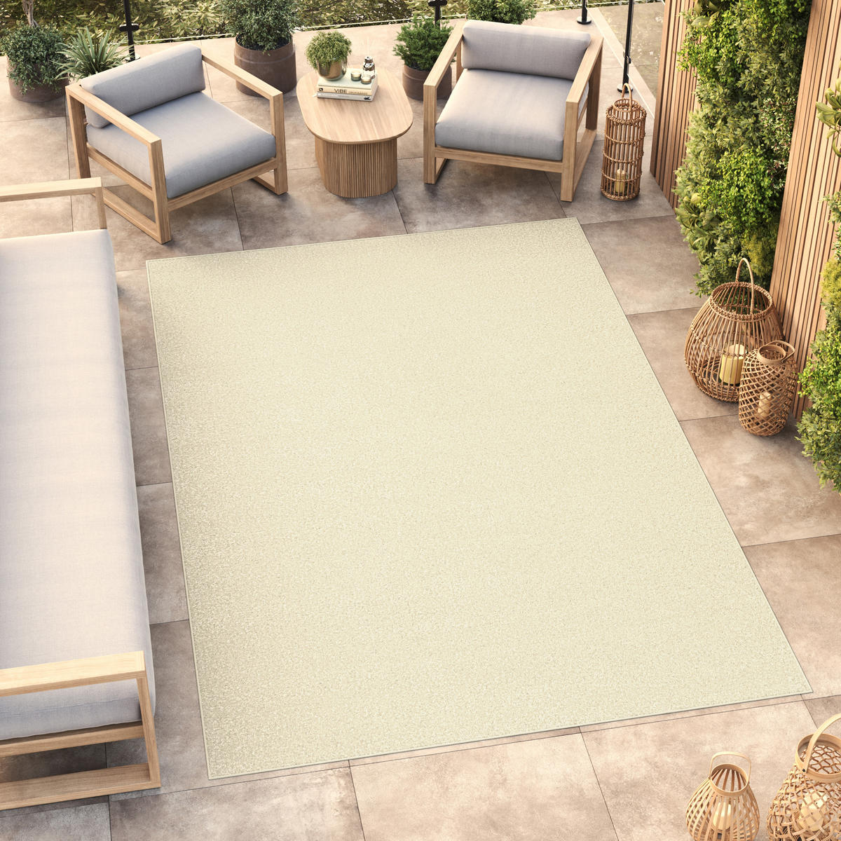 TAPISO MONO Outdoor Teppich Creme 120/170 cm - Creme, Textil (120/170cm) - Tapiso