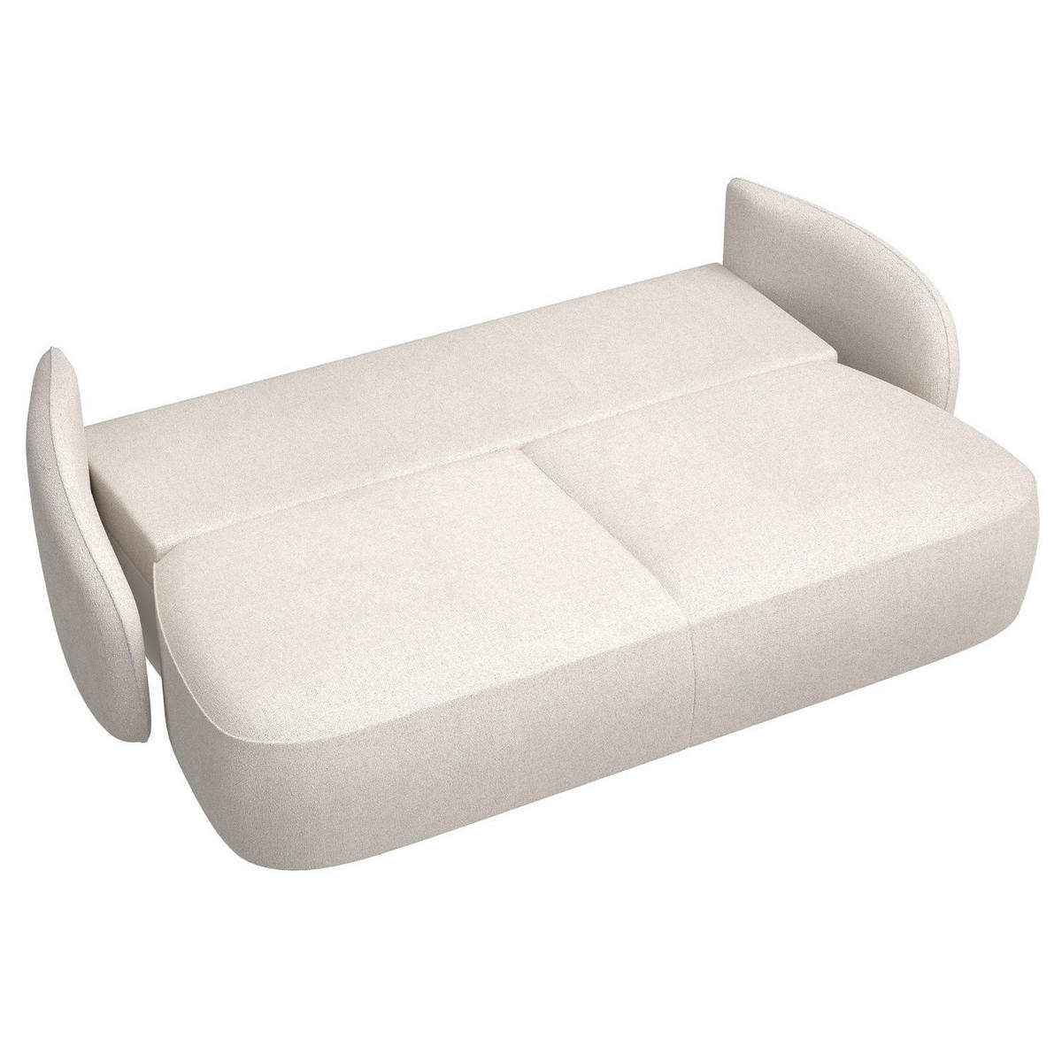 3-SITZER-SOFA Savoy Cremeweiß mit Schlaffunktion - Creme/Schwarz, Kunststoff/Textil (254/96/105cm) - Selsey