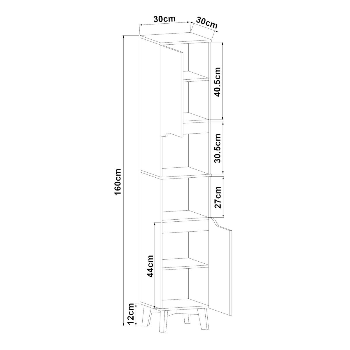 HOCHSCHRANK Overath - Naturfarben/Grau, Eichenholz/Holzwerkstoff (30/160/30cm) - [en.casa]