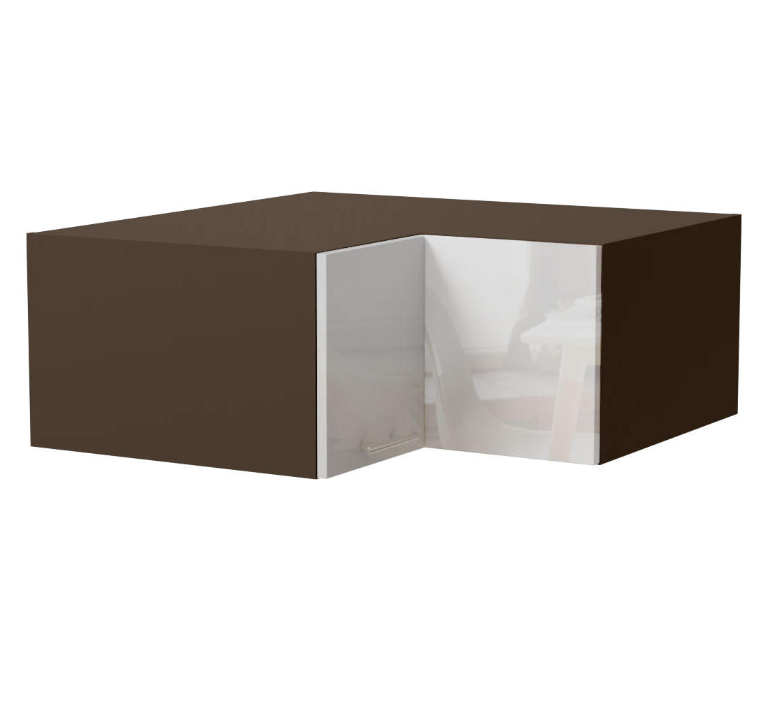 Feldmann-Wohnen Eck-Aufsatzschrank Weiß Hochglanz, Dunkelgrau 90x36x90 cm