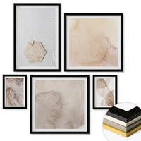 WANDBILDER 5er-Set - 50x50 cm & 20x30 cm & 40x60 cm Schwarzer Rahmen - Designabstraktion, Naturinspiration - Schwarz, Kunststoff (40/60cm) - ArtPrintCave