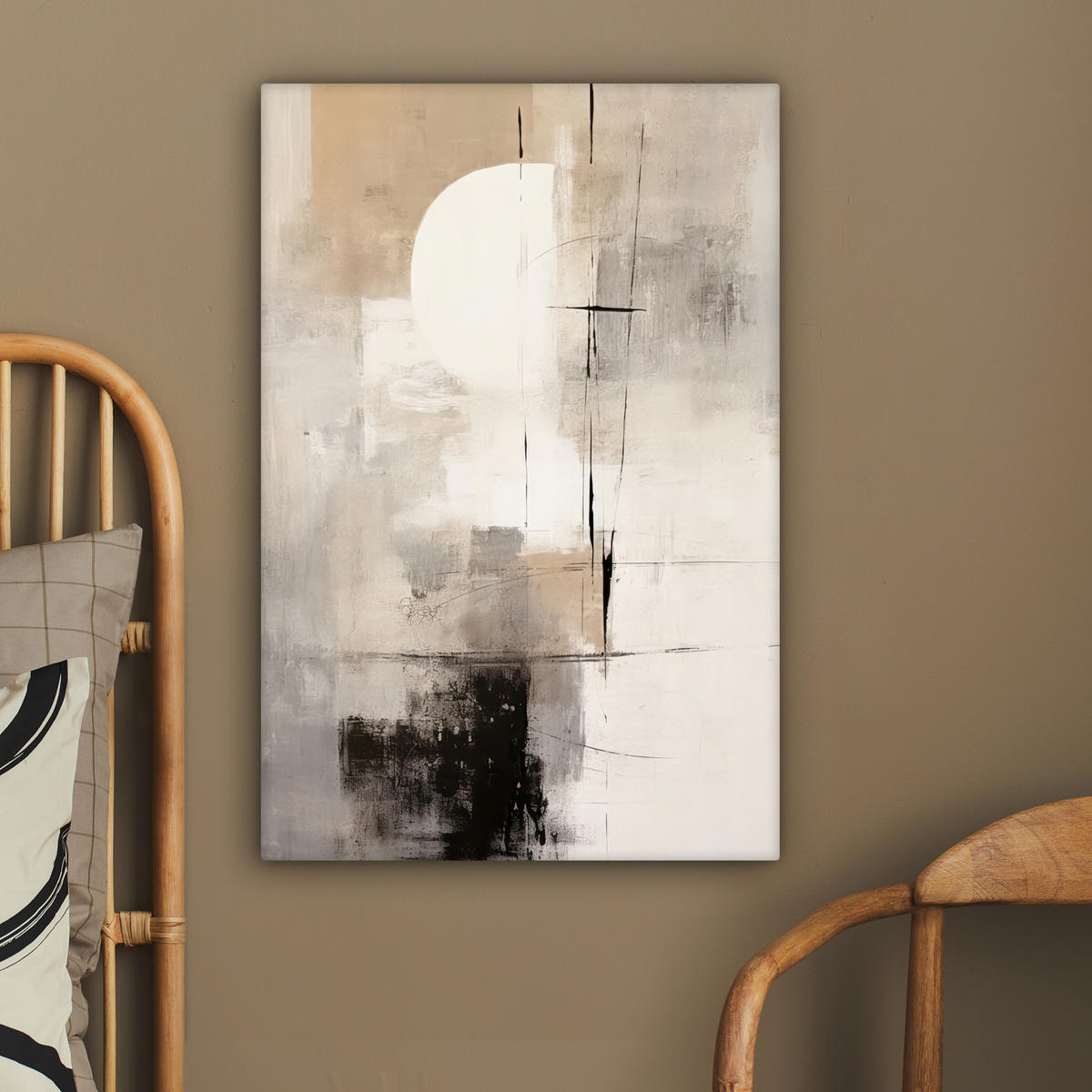 LEINWANDBILD Abstrakt - Kunst - Grau 40x60 cm - Hellgrau, Textil (40/60cm) - MuchoWow