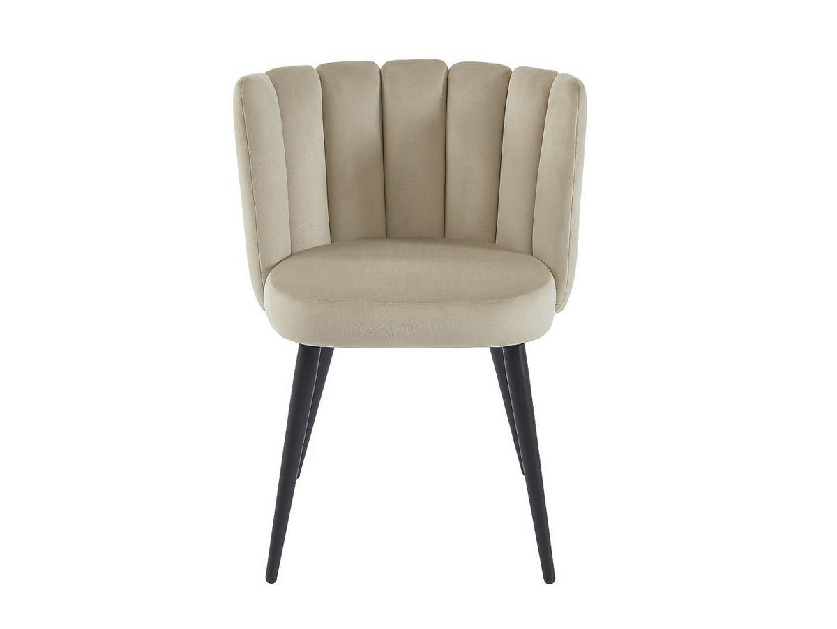 STUHL 6er-Set - Samt & Schwarzes Metall - Beige - PRANILA - Beige, Textil (59/78.5/55cm) - Pascal Morabito