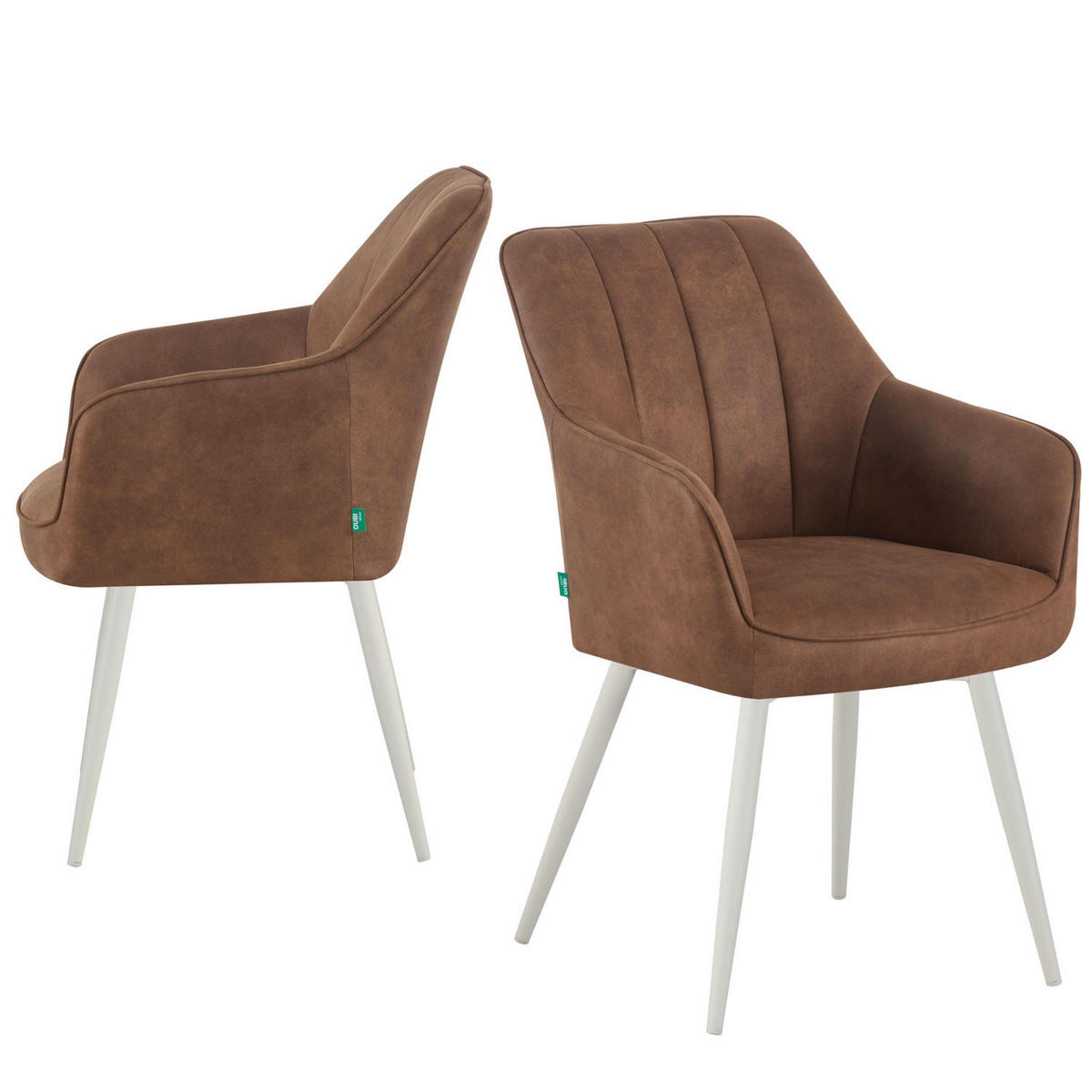 ESSZIMMERSTUHL THOMAS-SANA 2er-Set 4-Fuss-Gestell - Braun/Weiß, Textil (57/85/62cm) - DUBI Möbel