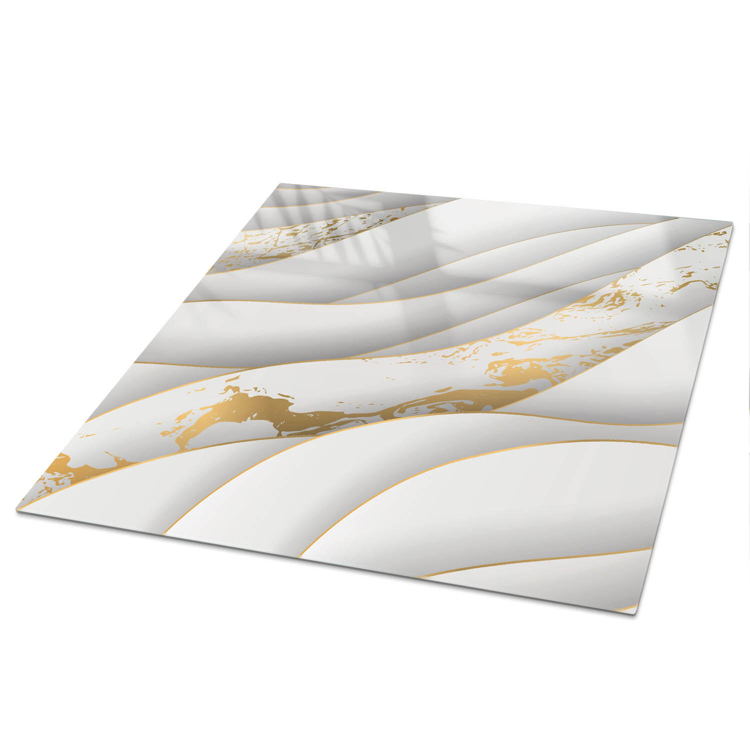 TISCHPLATTE 50x50 cm – Weiße Wellen - Weiß, Glas (0.4/50/50cm) - Wallfluent
