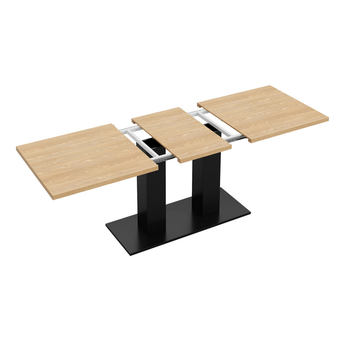 ESSTISCH 140/180/70 cm natur aus MDF mit Ausziehfunktion - Schwarz, Holzwerkstoff (180/70/75cm) - OKWISH