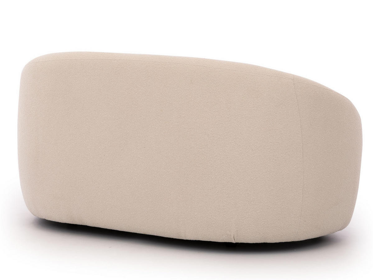 2-SITZER-SOFA Roundi Cremeweiß Bouclé - Creme/Schwarz, Holz/Kunststoff (150/76/80cm) - S-Style Möbel