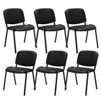 BESUCHERSTUHL 6er Set Lederlook schwarz - Schwarz, Textil/Metall (53/83/53cm) - CLP