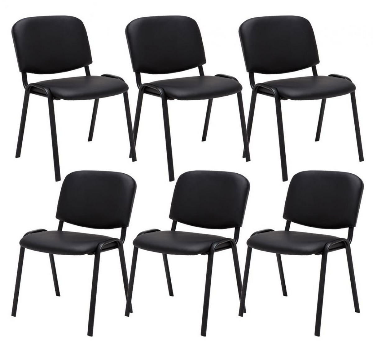 BESUCHERSTUHL 6er Set Lederlook schwarz - Schwarz, Textil/Metall (53/83/53cm) - CLP