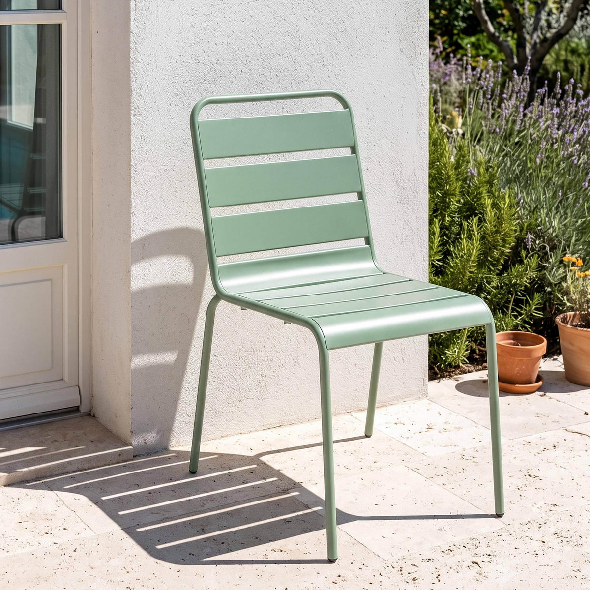 GARTENSTUHL, Salbeigrünen - Grün, Metall (42/83/53cm) - Oviala