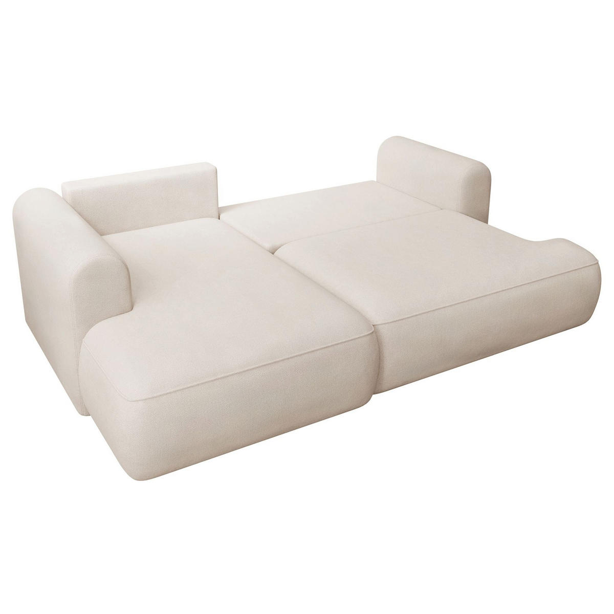 ECKSCHLAFSOFA Ovo Mini Creme Easy-Clean-Chenille-Bezug - Creme/Schwarz, Kunststoff/Textil (238/156cm) - Selsey