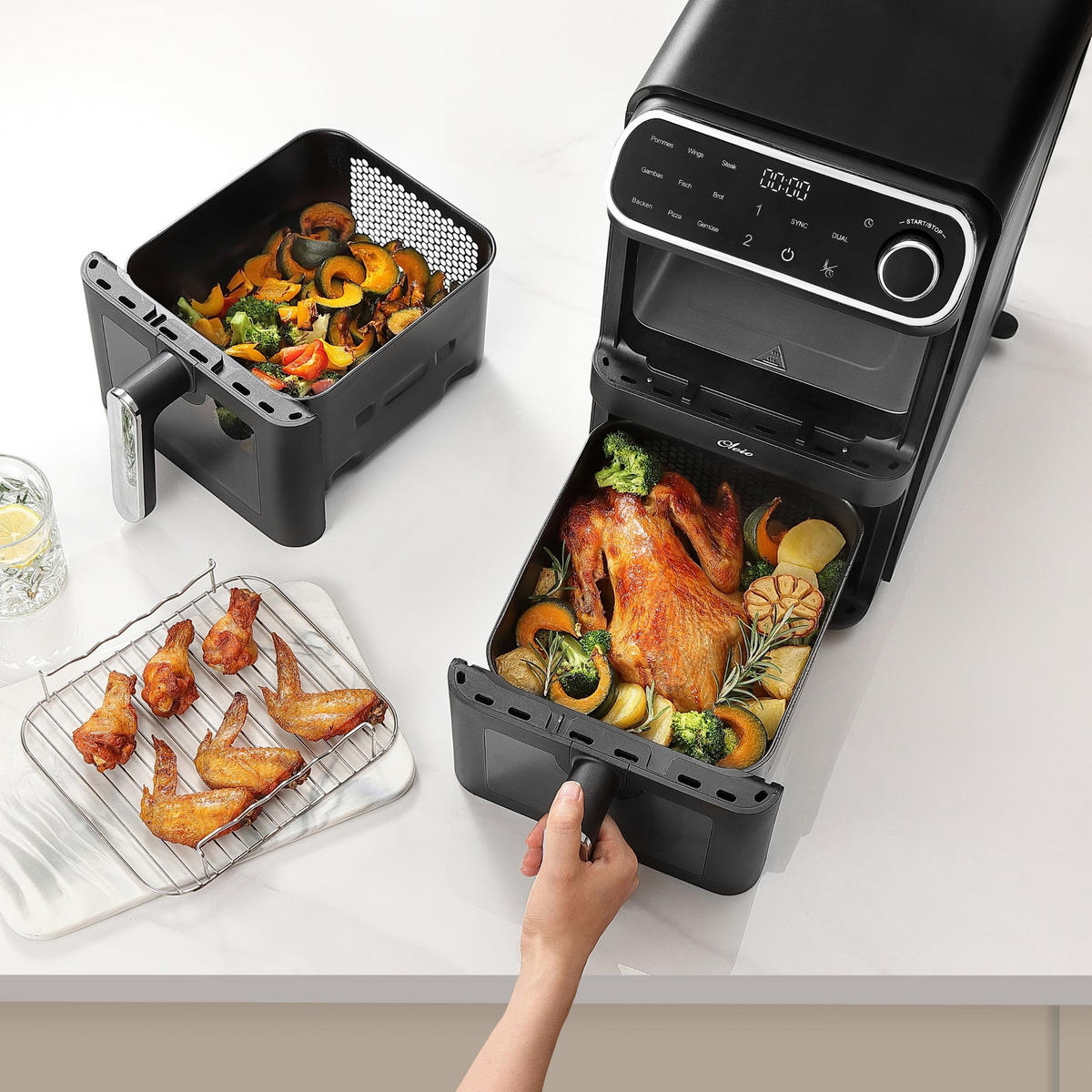 HEISSLUFTFRITTEUSE 11 l - Schwarz, Kunststoff (24/45/42cm) - Oleio