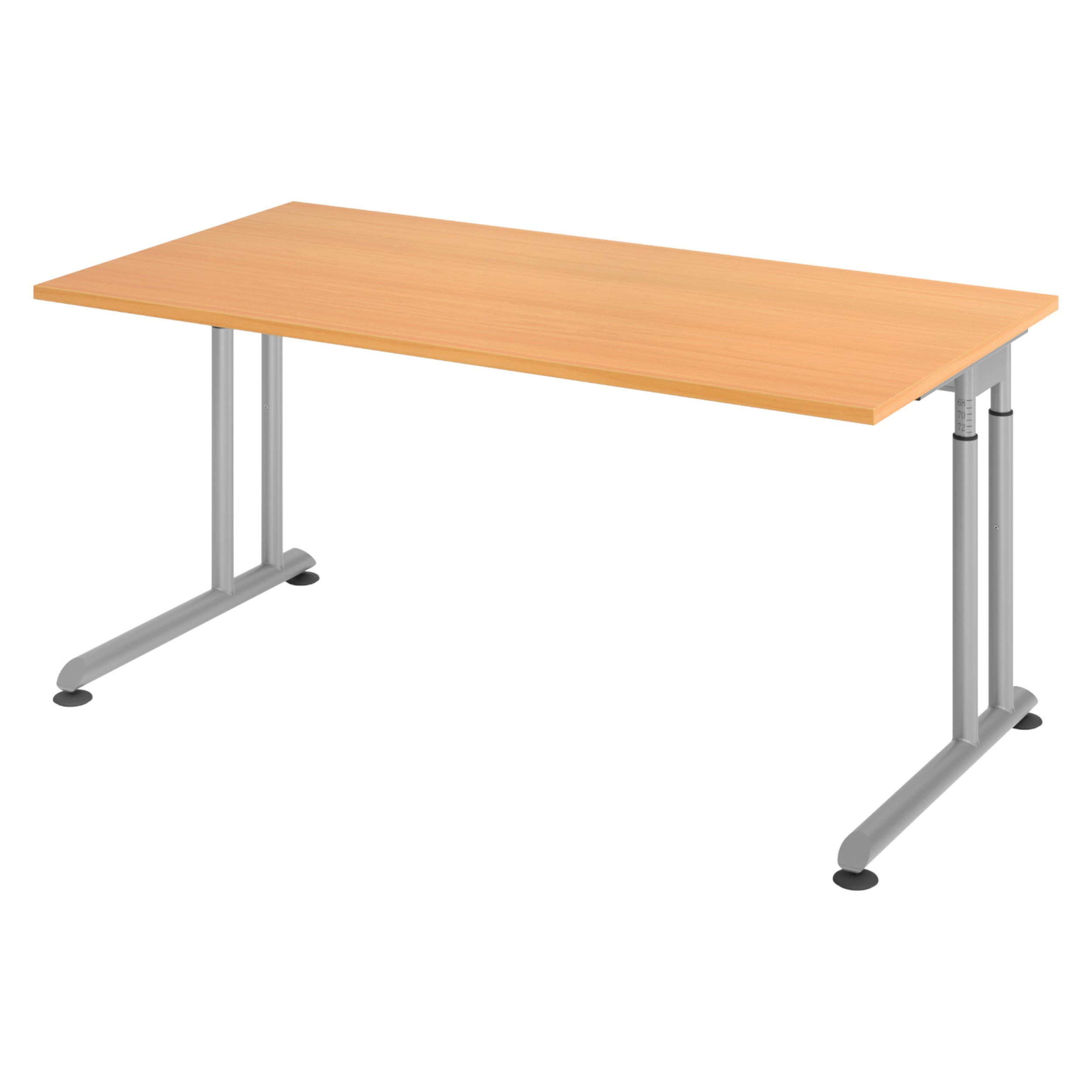 SCHREIBTISCH Serie-Z 80/160/74 cm in Buchefarben/Silberfarben - Buchefarben/Silberfarben, Holzwerkstoff (80/160/74cm) - bümö