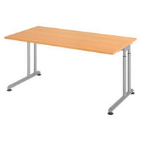 SCHREIBTISCH Serie-Z 80/160/74 cm in Buchefarben/Silberfarben - Buchefarben/Silberfarben, Holzwerkstoff (80/160/74cm) - bümö