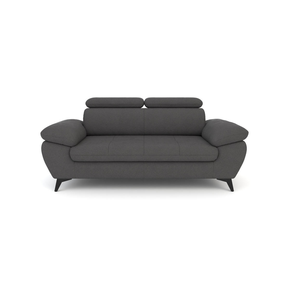 2,5-SITZER Karlstad Flachgewebe Grau verstell. Kopfstützen B 194 cm - Dunkelgrau, Kunststoff/Textil (194/84/100cm) - foamnova
