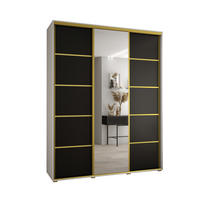 SCHWEBETÜRENSCHRANK 235,2/200/60 3-türig - Goldfarben/Schwarz, Holz/Metall (200/235/60cm) - Abiks Möbel