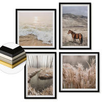 WANDBILDER 4er-Set - 50x50 cm & 40x60 cm Schwarzer Rahmen - Pferdelandschaft Seegraswald - Schwarz, Kunststoff (50/50cm) - ArtPrintCave