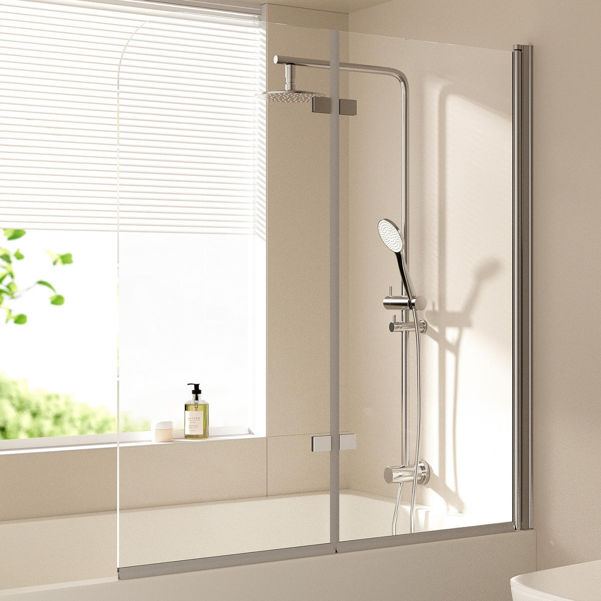 SPRCHOVÁ ZÁSTĚNA pro vanu s otočnou funkcí 120/140 cm - průhledná, sklo (120/140cm) - EMKE