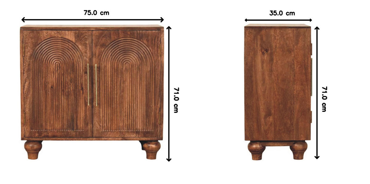 SIDEBOARD mit Roasted-Almond-Finish, 2 Türen, 2 Innenablagen, braun. - Goldfarben/Braun, Holz/Metall (75/71/35cm) - Artisan Furniture
