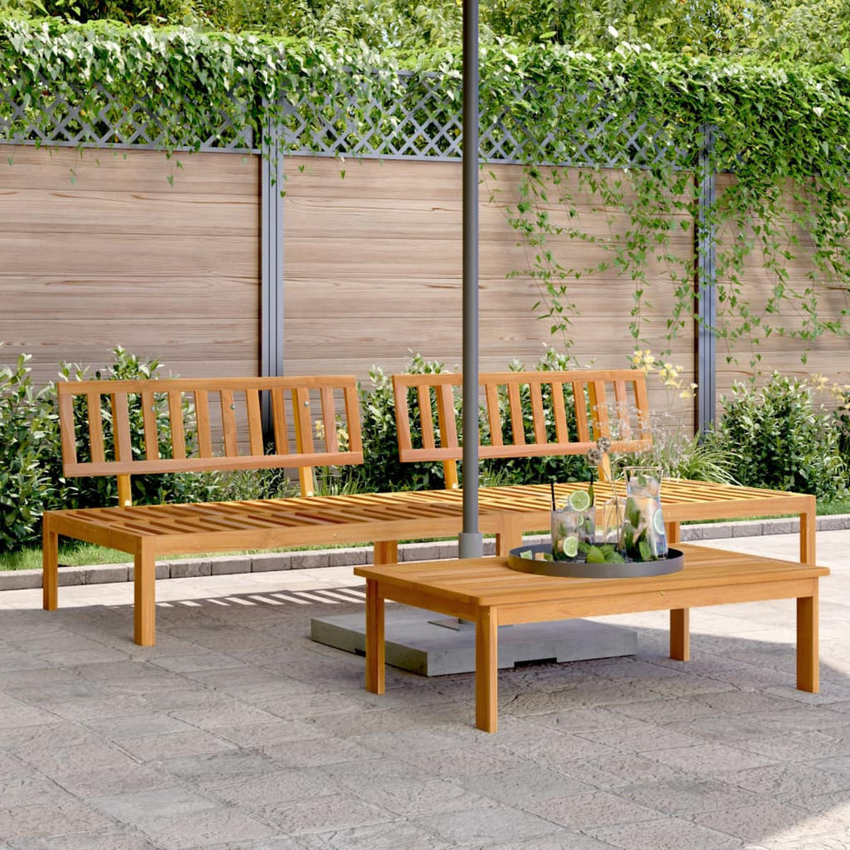 GARTEN-MITTELSOFAS Aus Paletten 2 Stk. Massivholz Akazie - Braun, Holz (92/68/120cm) - vidaXL