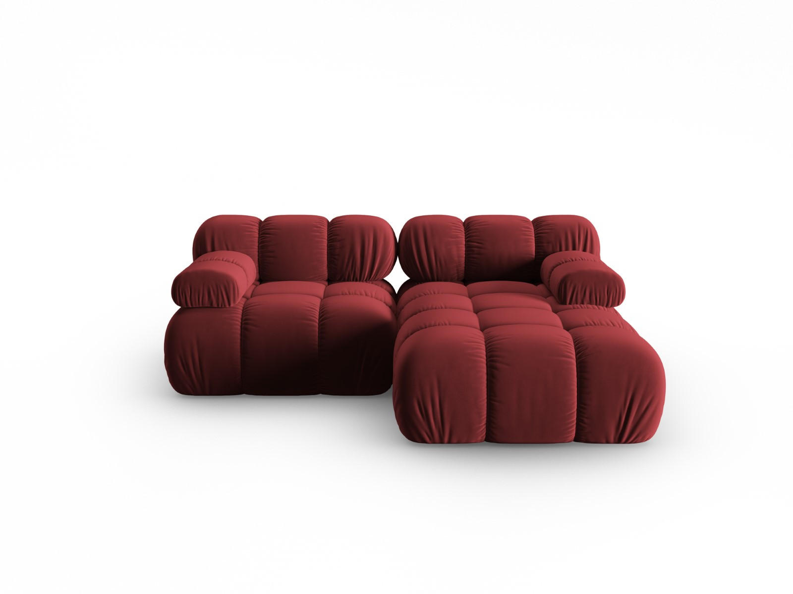 MODULARES-ECKSOFA rechts Bellis aus Samt dunkelrot 3 Sitzplätze - Dunkelrot, Textil (157/191cm) - Micadoni