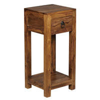 BEISTELLTISCH – Massivholz 30x30x68 cm mit Ablage und Schublade handgefertigt - Braun, Holz (30/30/68cm) - KADIMA DESIGN