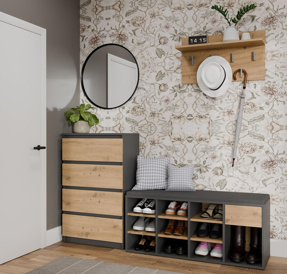 SCHUHSCHRANK Anthrazit, Artisan 110/49/35 - Anthrazit, Holzwerkstoff (110/49/35cm) - RAUMHIRSCH FURNITURE